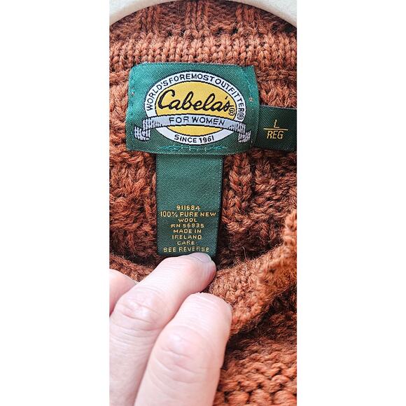 Cabela's 100% Pure New Wool Men's Sweater, Rust, Sz L, Ireland - Picture 5 of 5
